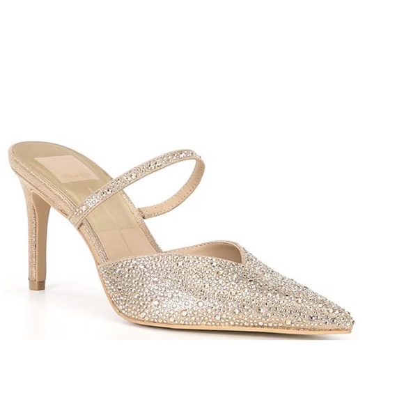 Dolce Vita Kanika Rhinestone Crystal Heels Dress Mules Champagne Sparkle 8.5 - Picture 9 of 10